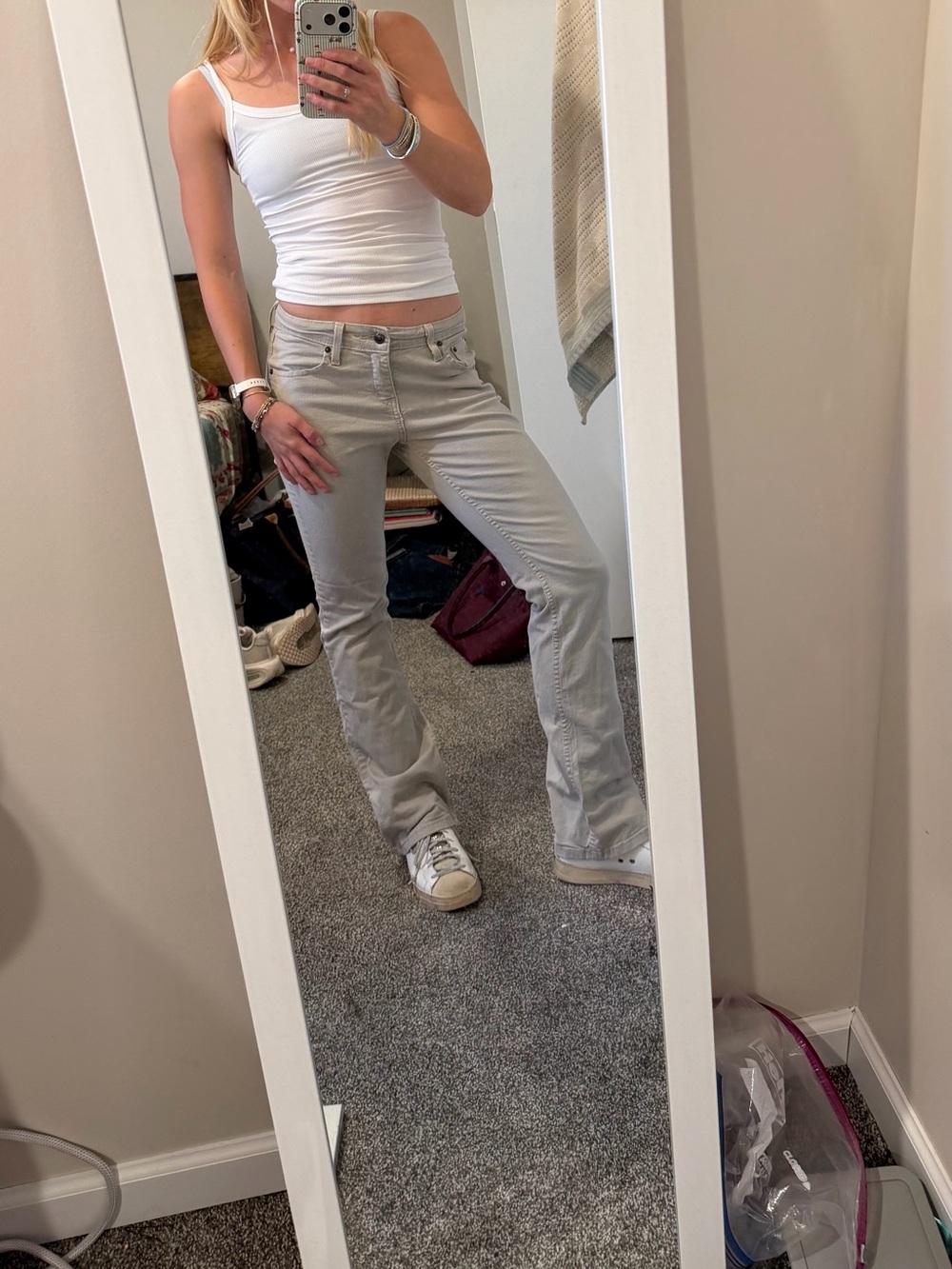 Light Gray women’s low rise bootcut cut Levi’s Jeans